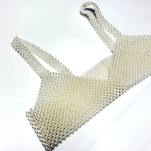 Beaded Tank Top Pearls Bra One Size - Picture 6 of 10